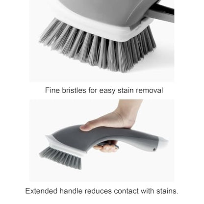 Dish Brush with Soap Dispenser, Soap Dispensing Dish Brush Detachable Handle, Kitchen Scrub Brushes for Dishes Kitchen Sink Bathroom Tiles - color: Gray