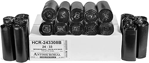 Aluf Plastics 12-16 Gallon Black Trash Bags (1000 Count) - 24" x 33" - 8 Micron Equivalent High Density Value Garbage Bags for Bathroom,Recycling(1 Pallet of 100 Cases, 100000 Bags Total) - color: Black, style: 12-16 Gal, 8 Micron Equiv, 100,000 Count