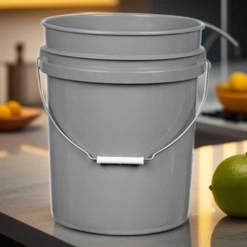 House Naturals 5 Gallon Premium HPDE Plastic Bucket - Made in USA Food Grade Storage Container, BPA Free All Purpose Pail (1, Gray) - color: Gray