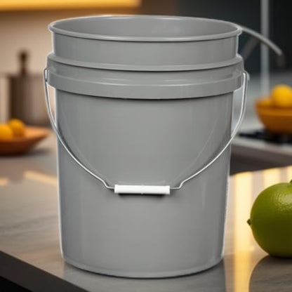 House Naturals 5 Gallon Premium HPDE Plastic Bucket - Made in USA Food Grade Storage Container, BPA Free All Purpose Pail (1, Gray) - color: Gray
