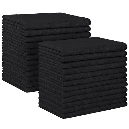 HOMEXCEL Black Microfiber Cleaning Cloth, 24 Pack Absorbent Cleaning Rags, Lint-Free, Streak-Free Cleaning Towels for Car Kitchen House, 12"X11" - color: Black, size: 12 x 11 inch