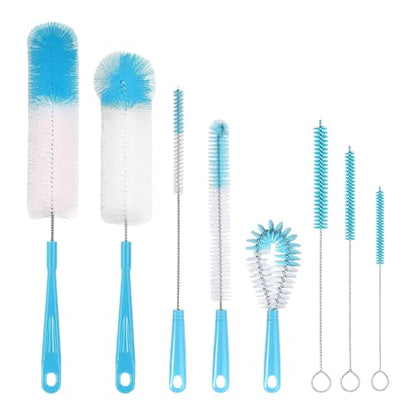 8 Pack Bottle Brush Cleaner, 16 Inch Stainless Steel Long Handle Bottle Cleaning Brush,5 in 1 Straw Brush for Cleaning Narrow Neck Sports Bottles,Wine Decanter,Baby Bottles,Cup Cover