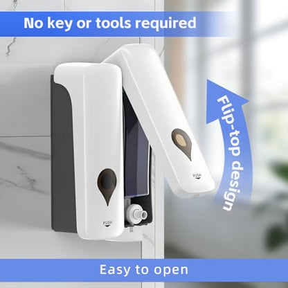 Shower Soap Dispenser 2 Chamber No Drill Shampoo and Conditioner Dispenser Set for Bathroom Kitchen Wall Mounted with Refillabl Pump Bottle Body Wash Bath Container Hotel Elegant White 2x300ml - color: White 2-pack