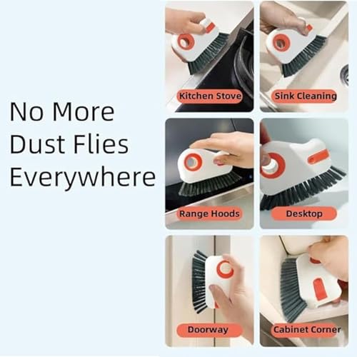 2 in1Groove Cleaning Brush Window Track Cleaning Tools,Multifunction Hard Bristle Crevice Cleaning Brush with Hidden Scraper,Grout Cleaner Grip Brush for Sliding Door Track,Window Sill,Window Seal