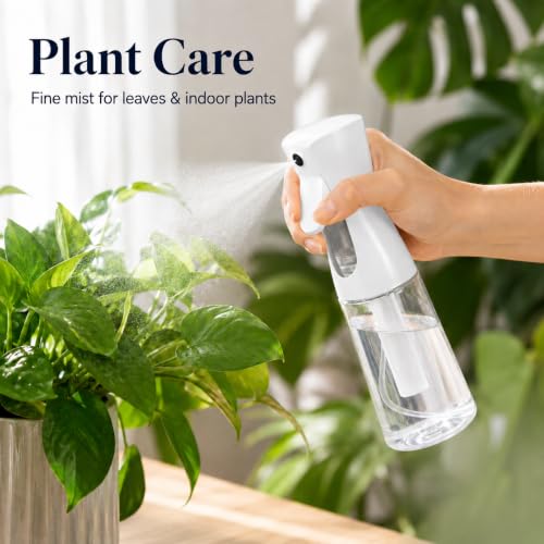 3 Pack Spray Bottles, Continuous Mist Sprayer, Water Spray Bottle for Hair, Hair Mister, 200ml x2 + 30ml Refillable Fine Mist Set - for Styling, Plants, Cleaning & Home Use (Black & White) - color: Black+White