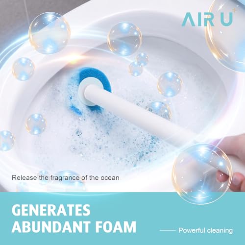 AIR U+ Disposable Toilet Brush, Toilet Bowl Cleaning System with 24 Count Wand Refill, Clean Brush Starter Kit with 1 Toilet Wand, 1 Storage Caddy and 1 Fragrant Tablet (1 + 24) - color: 1 + 24