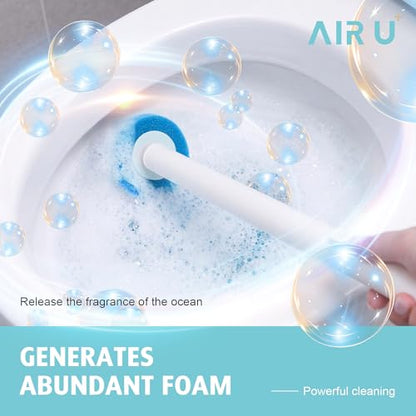 AIR U+ Disposable Toilet Brush, Toilet Bowl Cleaning System with 24 Count Wand Refill, Clean Brush Starter Kit with 1 Toilet Wand, 1 Storage Caddy and 1 Fragrant Tablet (1 + 24) - color: 1 + 24