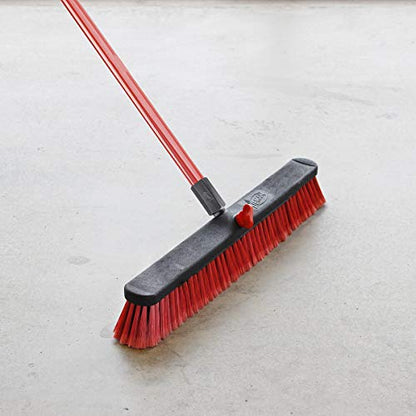Libman Commercial 805 Multi-Surface Push Broom, 64" Length, 24" Width, Black/Red (Pack of 4)