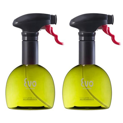 Evo Oil Sprayer Mini Non-Aerosol for Olive Oil, Cooking Oils, and Vinegars, Green, 8-Ounce Capacity, Set of 2 - color: Green