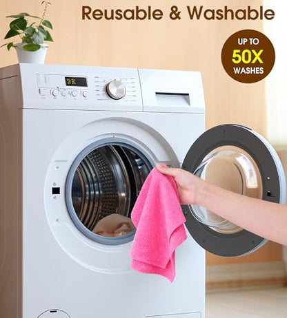 KitchLife Microfiber Cleaning Cloth Roll, 100 Pack - Tear-Away Microfiber Paper Towels, Lint-Free, Reusable, Washable for Kitchen, Car, Dishes, and Sensitive Surfaces (Hot Pink) - color: Hot Pink, size: 100 Pack