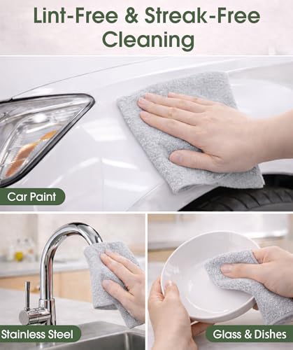 Microfiber Cleaning Cloth Roll - 100 Pack Tear Away Microfiber Paper Towels, Reusable, Washable, Scratch-Free, Kitchen Towels for Car, Home, Kitchen, Glass, Dishes (Light Grey) - color: Lightgrey