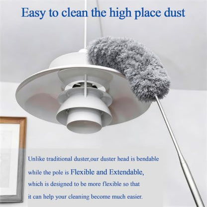 Cobweb Duster with Extension Pole 100 inches, Dusters for Cleaning with 2 Duster Heads, Washable Microfiber Feather Duster for Cleaning Ceiling Fan, High Ceiling, Blinds, Furniture & Cars - color: 2pc-gray