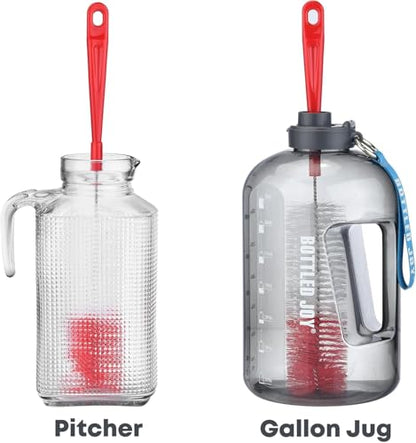 ALINK 8-Pack Red Bottle Brush Cleaner Set - Long Cleaning Brush for Narrow Neck Wine/Beer Bottles, Thermos, Hummingbird Feeder, Spout, Lids and Straws - color: Red