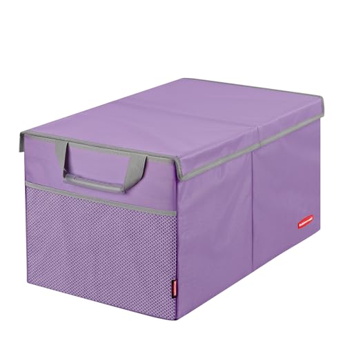 Rubbermaid Car Organizer, Collapsible Trunk Organizer, Multi-Compartment Car Storage Organization for Car Accessories, 2 Compartments With Cover, 21.65"*14.17"*12.2" - Purple - color: Purple, size: M