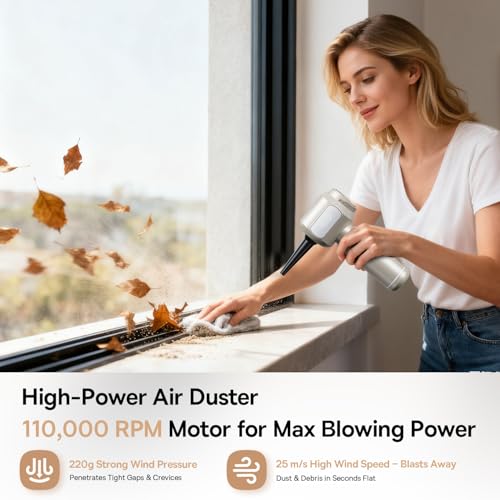 REWONDER Car Vacuum Cleaner High Power, 22000Pa Vacuum Cleaner & 110000RPM Air Duster, Handheld Vacuum with 7800mAh Battery, Storage Bag & Multi-Nozzles for Car, Home, Office - color: Gray