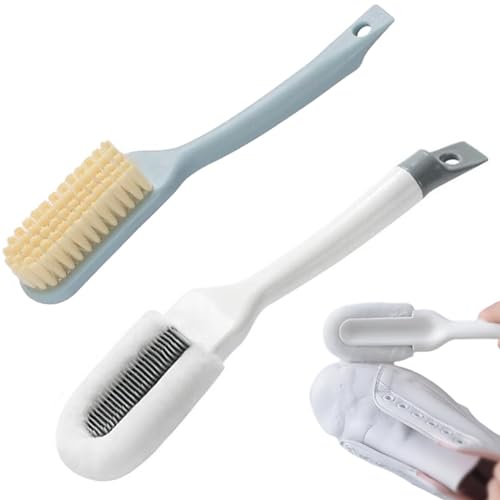 2Pack Shoe Cleaning Brush -Sneaker Shoe Cleaner Brush-Soft Bristle Cleaning Shoes Scrubber-Long Handle Shoe Scrubbing Brush-White Sneaker Cleaner Brush-Shoe Brushes for Cleaning - color: White