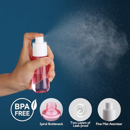 Small Spray Bottles 4 Pack1.35oz Fine Mist TSA Travel Size Toiletries Spray | 40ml Empty Mini Spray Bottles Refillable Plastic Travel Bottle Set for Hair, Face Toner, Plants, Cleaning