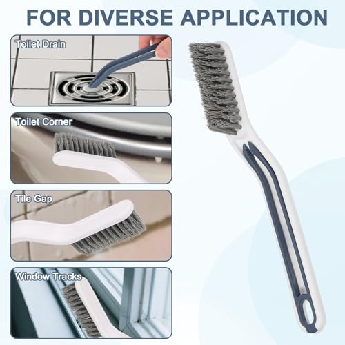 uxcell Crevice Cleaning Brush with Tweezer, Hard Bristle Gap Brush for Tidying Narrow Space, Deep Cleaning Supplies for Kitchen Sink, Toilet, Bathroom, Bathtub, Home, Window, White 2Pcs - color: White