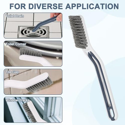 uxcell Crevice Cleaning Brush with Tweezer, Hard Bristle Gap Brush for Tidying Narrow Space, Deep Cleaning Supplies for Kitchen Sink, Toilet, Bathroom, Bathtub, Home, Window, White 2Pcs - color: White