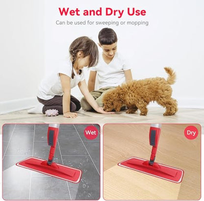 16.5 inch Microfiber Mop Pads for Rubbermaid Reveal Spray Mop and Any 16.5" Flat Mop - 6 Pack 13''-15'' Spray Mop Pad Reusable Washable Replacement Refills - Red & Grey - color: Grey and Red - 6pack