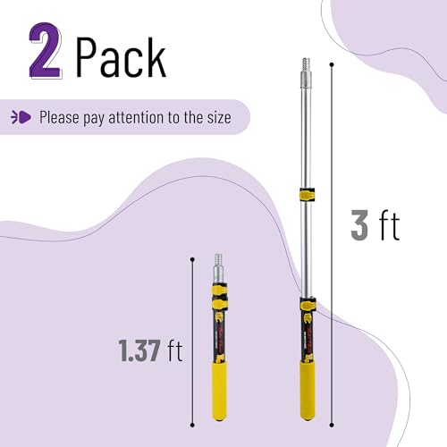 Bates- Extension Pole, 1.4 to 3 Ft Pole, 2 Pack, Yellow, ‎Paint Roller Extension Pole for Painting - color: Black and Yellow, size: 3 Ft, 2 Pack
