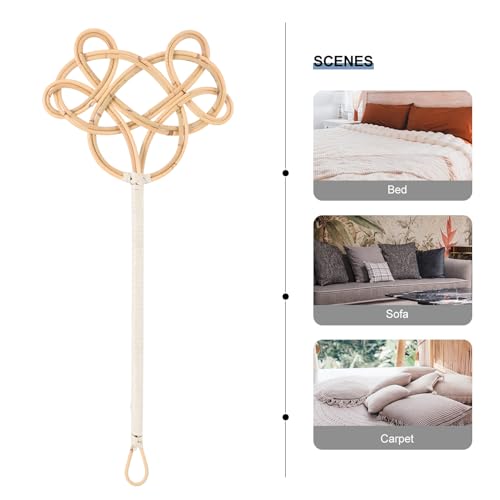 Long Handle Rattan Quilt Dust Beater Set of 2 Braided Carpet and Blanket Cleaning Tools for Home Dust Removal and Rug Fluffing