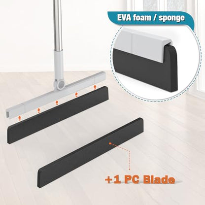 KOLLIEE Floor Squeegee 59" Adjustable Long Handle Professional with Hook Water Squeegee Foam Blade for Concrete Floor Tile Pet Hair Floor Wiper Grey - size: Grey Floor Squeegee