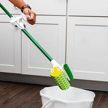 Nitty Gritty Sponge Mop with Built-in Scrub Brush - Heavy-Duty for Deep Cleaning, Suitable for Tile/Marble/Wood Floors