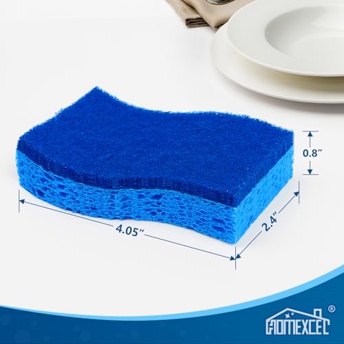 HOMEXCEL Sponges Kitchen 24pcs Non-Scratch for Dishes, Blue Scrub Cleaning Sponge for Non-Coated Cookware, Dishes, Pots, Pans, Dual Sided Dish Sponge for Kitchen, Household, Bathroom - color: Light Blue-s Shape