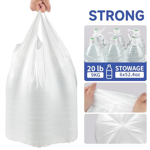 Small Trash Bags with Handles - Ocean Plastic Upcycling - Plastic Garbage Bags, Can Bin & Waste Basket Liner for Kitchen, Bathroom, Office and Pets,4 Gallon 200 Count White - color: 4Gal White, size: 1 DISPENSER BOX
