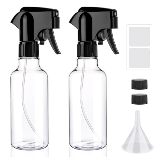 Plastic Spray Bottles 12oz Mist Spraying Bottle Continuous Mister Spray Bottle Heavy Duty Empty Water Spray Bottles for Hair, Cleaning Solutions, Plants，Essential Oils 2 Pack (Clear-2pcs) - color: Clear-2pcs
