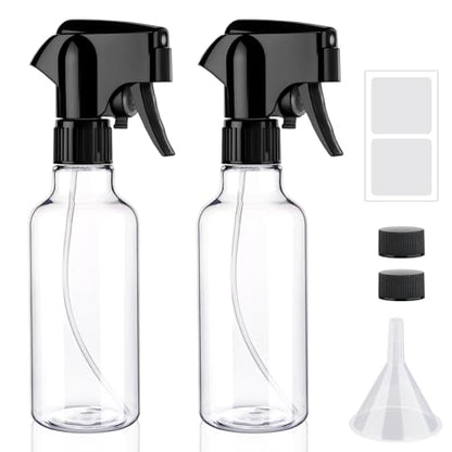 Plastic Spray Bottles 12oz Mist Spraying Bottle Continuous Mister Spray Bottle Heavy Duty Empty Water Spray Bottles for Hair, Cleaning Solutions, Plants，Essential Oils 2 Pack (Clear-2pcs) - color: Clear-2pcs