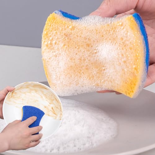 6 Pack Dishwashing Dual Sided Sponge Set, Absorbent and Reusable Kitchen Cleaning Sponges for Dishes and Kitchenware