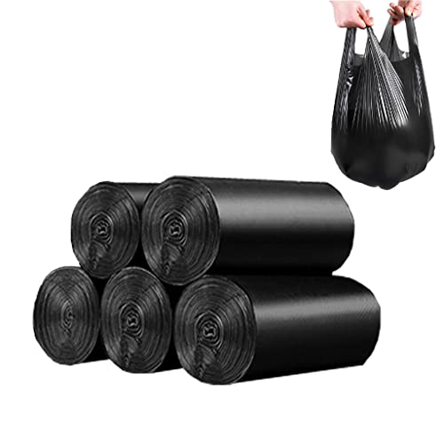 100 Count 4 Gallon Small Black Trash Bags, Durable PE Material, Handles, Breakpoints, 46x60cm - color: Black, size: 100 Count (Pack of 1)