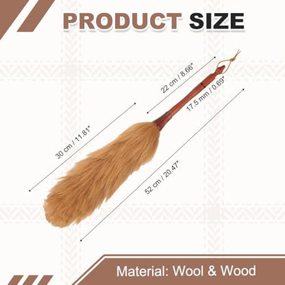 uxcell Wool Duster, 20.5" Natural Feather Cleaner Household Cleaning Duster with Solid Wooden Handle for Cleaning Fans Window Blinds Shelves Furniture, Light Brown - color: Light Brown, size: 20.5"