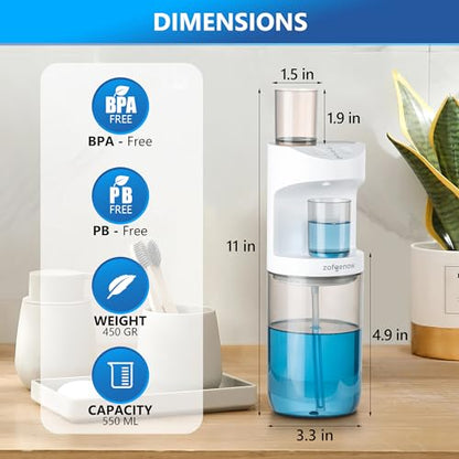 ZOFGENOW Automatic Mouthwash Dispenser for Bathroom,Bathroom Accessories 19.4 Fl Oz Dispensers with Magnetic Cups,Wall Mounted Dispenser,Suitable for All Age Groups,White - color: White