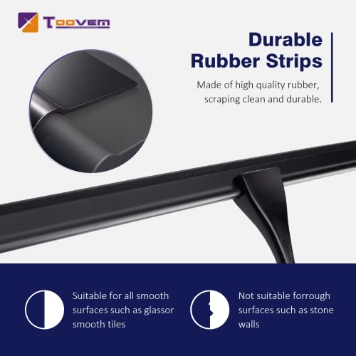14'' Shower Squeegee, TOOVEM Squeegee for Shower Glass Door for Glass Doors, Windows, Bathroom, Car Windshield, Black - style: Black 14 inch