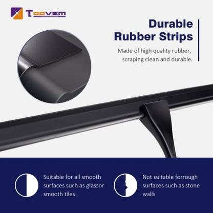 14'' Shower Squeegee, TOOVEM Squeegee for Shower Glass Door for Glass Doors, Windows, Bathroom, Car Windshield, Black - style: Black 14 inch