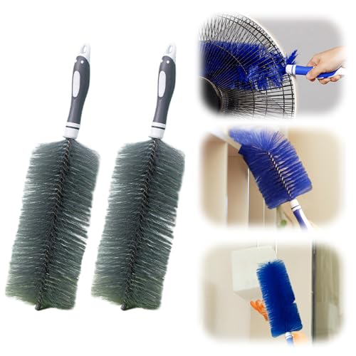Fan Cleaner Brush, Upgrade Bendable Dusting Brush for Electric and Blind, Reusable Microfiber Dust Collector, Non-disassembly Cleaning (2Pcs Grey) - color: 2pcs Grey