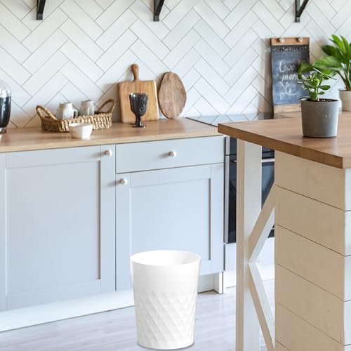 JiatuA 3 Pack Small Trash Can with Trash Bags Bathroom Garbage Bin Round Plastic Waste Basket for Kitchen, Bedroom, Office, College Dorm, Craft Room, White - color: White