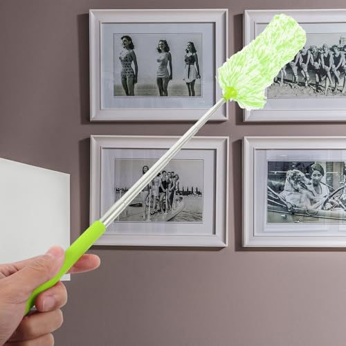 Hemobllo Microfiber Extendable Duster Cleaning Tool with Telescopic Handle, Washable Household Dust Sweeper for High Ceilings and Furniture Dust Removal