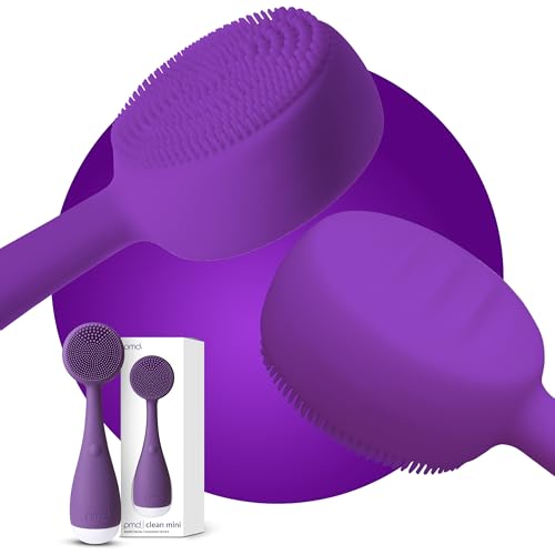 PMD Clean Mini - Smart Facial Cleansing Device with Silicone Brush & Anti-Aging Massager - Waterproof - SonicGlow Vibration Technology - Clear Pores and Blackheads - Lift, Firm, and Tone Skin - color: Purple