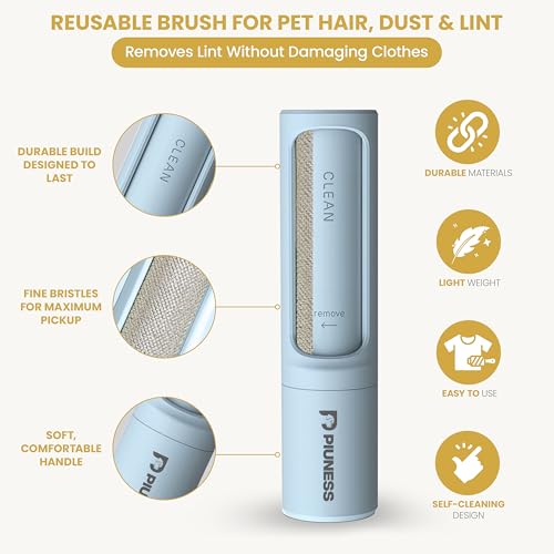 Pet Hair Remover Roller – Reusable Lint Roller for Cat & Dog Hair on Furniture, Couch, Carpet, Car & Bedding – Portable, Eco-Friendly - color: Blue