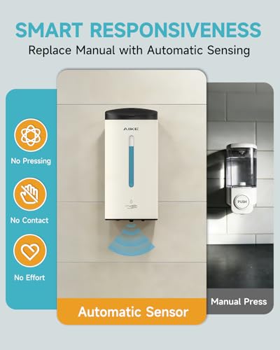 AIKE Classic Automatic Soap Dispenser,25 oz Liquid Wall Mount,MatteWhite Stainless Steel Finish Model AK1205E - color: Mattewhite Stainless Steel