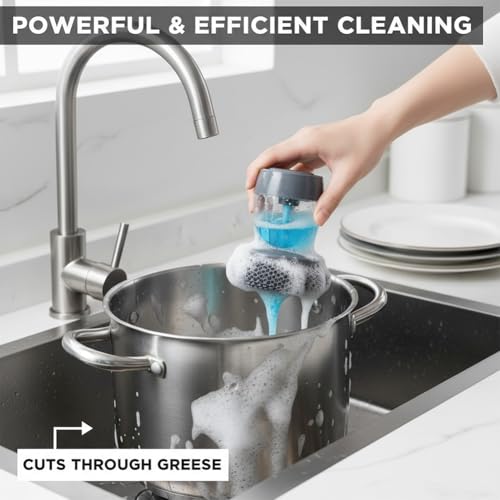Comfort Grip Soap Dispensing Kitchen Scrub, Soap Dispensing Dish Brush for Cleaning Dishes, Pots, Pans & Sinks, Replaceable Cleaning Brush with Built-in Liquid Dispenser (2Pcs) - color: 2pcs