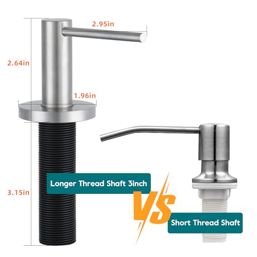 Gappo Upgraded Soap Dispenser for Kitchen Sink Brushed Nickel, Stainless Steel Countertop Pump, Built in Sink Soap Dispenser with 47" Extension Tube kit - color: Brushed Nickel