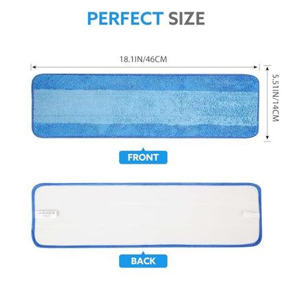 6 Pack Microfiber Cleaning Pads are Compatible with Bona Mop,18 Inch Replaceable Mop Pad Refill,Washable & Reusable Blue Microfiber Mop Pads for Hardwood and Hard-Surface Floors - size: 6PCS