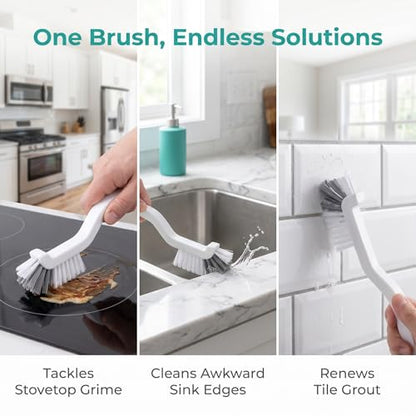 15 Pack Gap Cleaning Brush with Long Handle - Multi-Purpose Corner Scrubber for Bathroom Tile Grout, Kitchen Sink & Window Track, Non-Slip Grout Brush -Grey & White - size: 15Pack