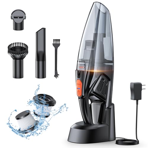 Handheld Vacuum Cordless Rechargeable 9KPA - [2H Fast Charging Dock] Portable Car Vacuum Cleaner High Power Suction with LED Light, 2 HEPA Filters, Dust Busters Wet Dry for Home/Car/Office/Pet