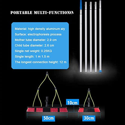 3-12m Window Cleaning Pole, Water Fed Telescopic Brush, Window Cleaner Kit, Extendable Solar Panel Washing Equipment Cleaning Conservatory Roof,30cm Brush Head,8m/26.24ft - color: 30cm Brush Head, size: 8m/26.24ft